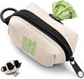 Dog Waste Bag Dispenser, Poop Bag Holders for Leashes, Beige | Soft Fabric Zipper Small Dog Puppy Pouch for Leash Accessory Attachment, Doggy Poop Bag Holder for Travel, Dog Walking, Park by Komashr