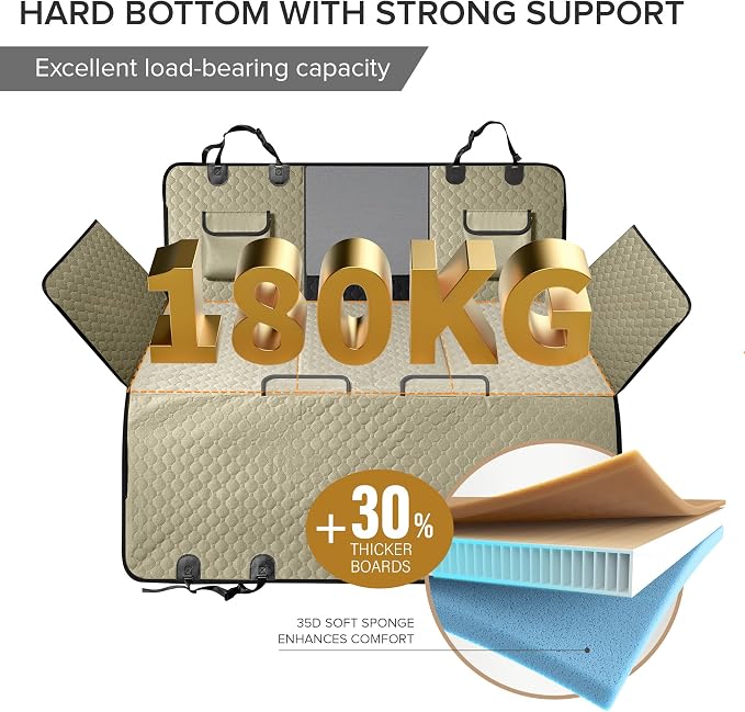 XL Truck Back Seat Extender for Dogs, Dog Car Seat Cover for Back Seat | Hard Bottom Heavy Duty Dog Hammock for Aggressive Chewers, Waterproof Pet Seat Covers for Trucks, F150, Ram1500, Large SUV - Image 3