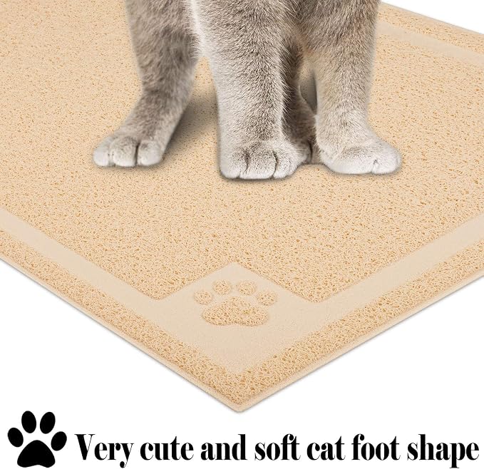 UPSKY Large Cat Litter Mat Trapper 35"×23", Waterproof, Non-Slip, Beige | Large Litter Box Mat, Foldable Trapping Mat, Anti-slip Design, For Cat Litter Boxes and Sensitive Paws, Easy to Clean - Image 3