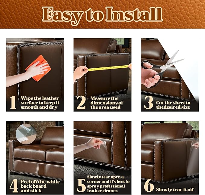 Cat Scratch Furniture Protector - Design for Leather Couch, 157.5"x11.8" Clear Couch Protector from Cat Claws, Thickened Anti-Scratch Adhesive Roll, Cuttable & Residue-Free, No Pins | 157"x11.8" Clear Couch Protector from Cat Claws, Thickened Anti-Scra... - Image 5