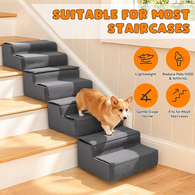 ROYALAY 4 Pack Dog Ramp for Stairs, Interlocking Dog Stairs for Small Dogs | Pet Ramps, Stair Wedges for Dogs, Senior Dog Stair Helper, Elderly Dog Stair Assist, Elderly Pet Stair Assist - Image 5
