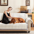 Couch Cover for Dogs Washable,Anti-Slip Back Cat Mat Pet Pad Blanket for Furniture Protector,Fuzzy Pet Sofa Cover for 3 Cushion Couch Sofa Pets Friendly (Ivory, 1pc/36"x68"/Seat Cover) by Unknown