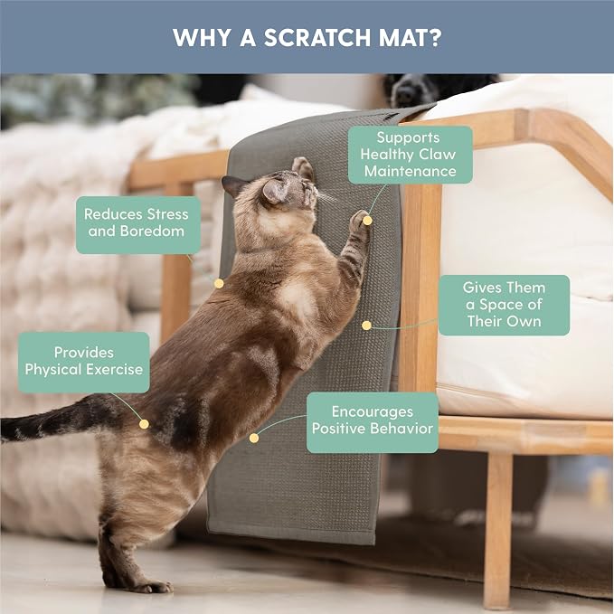 The Cat Ladies Cat Scratch Furniture Protector Mat - Couch Protector from Claws - Anti Scratch Furniture Protectors from Cats Scratching - Sisal Scratcher Pad - Couch Cover Carpet - Grey - Image 6