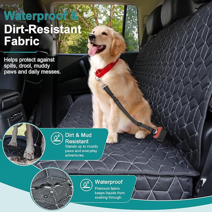 Meginc Dog Car Seat Covers for Back Seat, Bench Seat Covers for Trucks | Heavy-Duty Waterproof Oxford Pet Rear Protector for Ford F150 Ram 1500 Sierra 1500,Non-Slip,Scratch-Resistant,Velcro Opening - Image 4