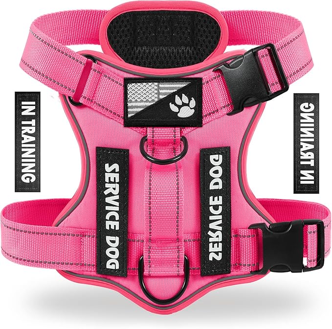 Service Dog Harness, Reflective Dog Vest Harness with 5 PCS Patches, Adjustable Soft Oxford Pet Harness, Inner Layer Mesh, Easy to Control for Small Medium Large Dogs by DemigreatLLC