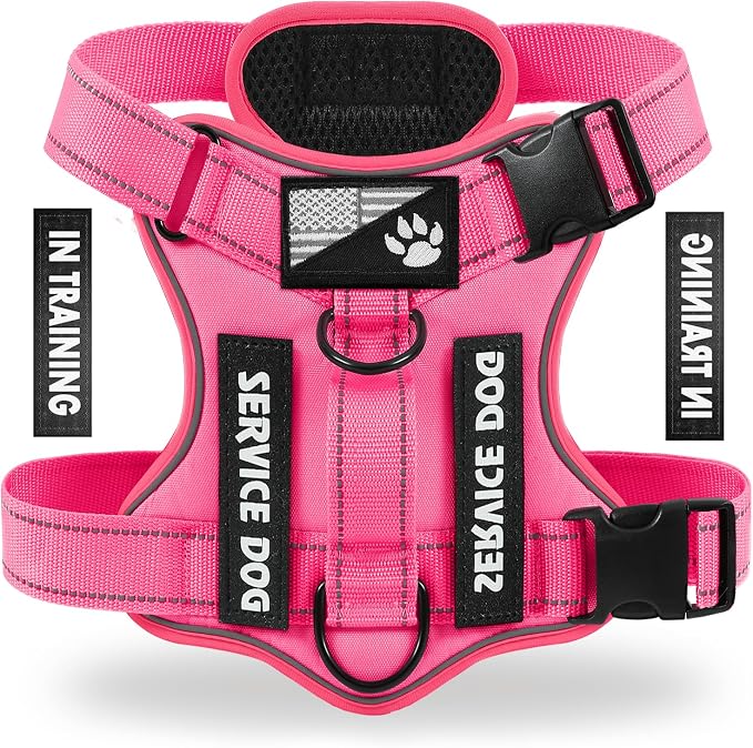 Service Dog Harness, Reflective Dog Vest Harness with 5 PCS Patches, Adjustable Soft Oxford Pet Harness, Inner Layer Mesh, Easy to Control for Small Medium Large Dogs by DemigreatLLC