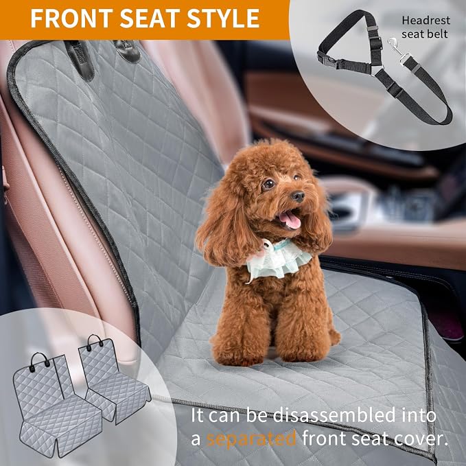 IVY&LANE Dog Car Seat Cover for Back Seat,Conversible 2-in-1 Waterproof Front Seat Cover,Heavy-Duty & Scratchproof Car Seat Protector Cover for SUVs, Trucks and Sedans(Standard,Grey) - Image 2