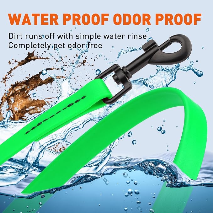 Dogline Biothane Waterproof Dog Leash Strong Coated Nylon Webbing with Black Hardware Odor-Proof Easy to Clean High Performance for Small or Large Dogs Made in USA 2 ft Lead, Tropical Green - Image 4