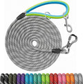 NTR Dog Training Leash, 20FT Check Cord Rope Lead, with 2 Swivel Hooks and Soft Rubber Handle, Long Leash for Walking, Hunting, Camping, Backyard for Small Medium and Large Dogs-Grey by NTR