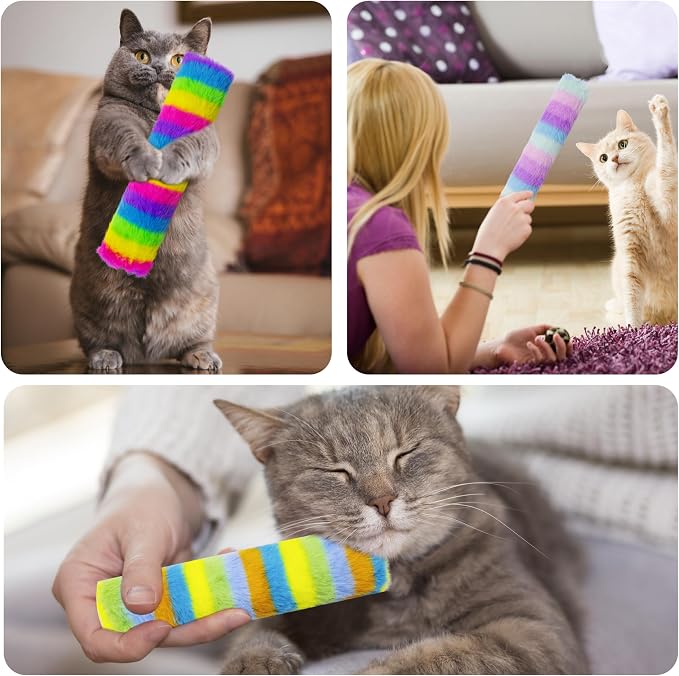 3 Pack Catnip Toys,Soft and Durable Cat Pillows Toys, Funny cat Toy | Crinkle Sound Catnip Toys, Cat toys for indoor cats, Indoor Interactive toy, cat kicker toy (Rainbow Set) - Image 6
