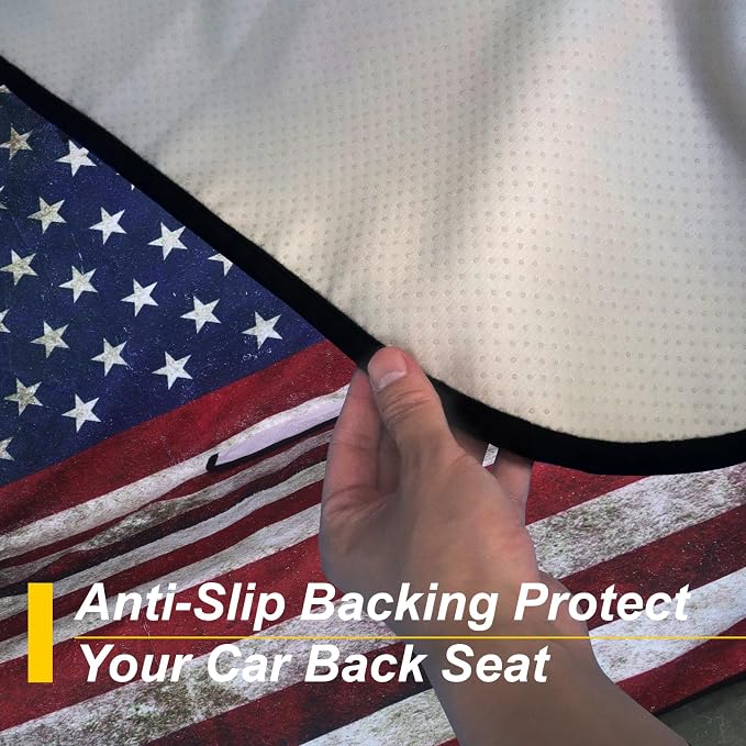 Back Seat Cover for Car Trucks Van SUV Jeep,Waterproof Rear Bench Towel Seat Covers for Dogs and Kids,Automotive Backseat Protector (American Flag) - Image 5