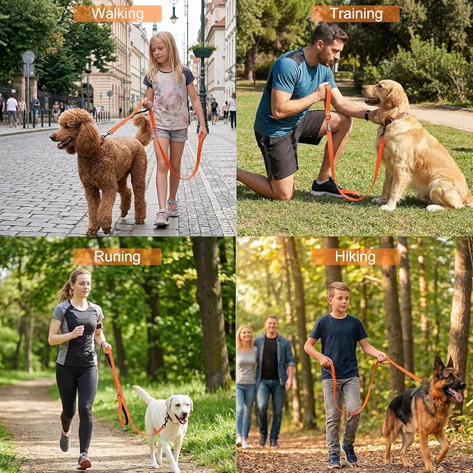 Heavy Duty Dog Leash with 2 Comfortable Padded Handles, 6FT Traffic Handle Extra Control, Highly Reflective Threads Leash for Small/Medium/Large Dogs (Orange) - Image 7