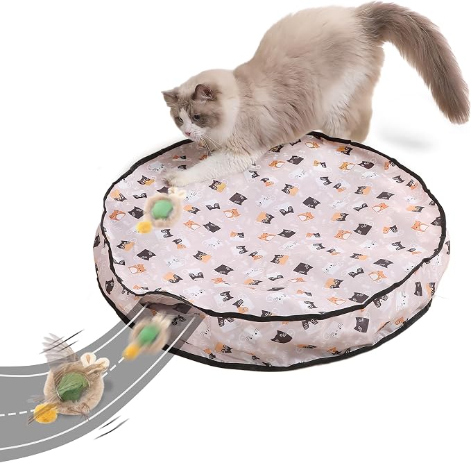 Cat Toys for Indoor Cats, Interactive Cat Toy for Adult Cats | Hide and Seek Play Mat for Bored Kittens, Automatic Rolling Ball with Real Bird Chirping, Motion Activated Rechargeable by MoofeePaws