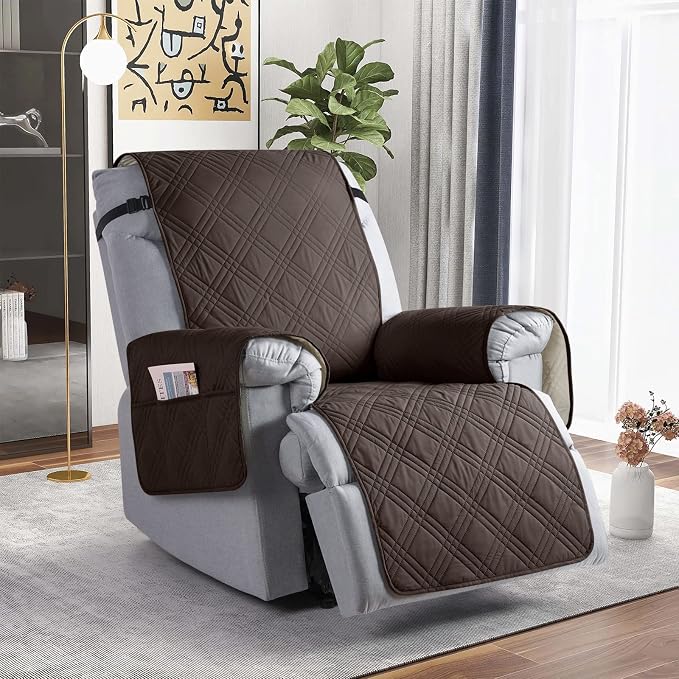 TAOCOCO 100% Waterproof Recliner Chair Covers, Non Slip Recliner Covers for Recliner Chair with Pocket, Washable Reclining Chair Cover Furniture Protector for Kids,Dogs(25'', Chocolate) - Image 8