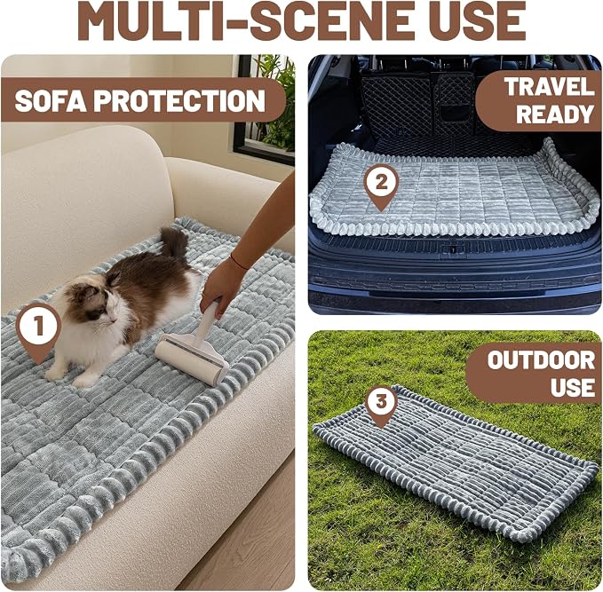 Dog Car Seat Waterproof Bed Cover Back Seat Light Grey 23.6”x51” | Nonslip Soft Comfortabl Pet Bed Mat Car Blanket for Travel Backseat Extender Seat Covers Dog Bed for Cars Trucks and SUVs - Image 7