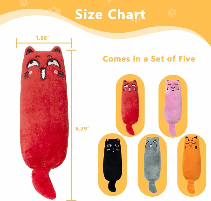 5pcs Catnip Toys, Funny cat Toy, bite Resistant cat Toys | Indoor Cartoon cat Toys for cat,cat chew Toys - Image 2