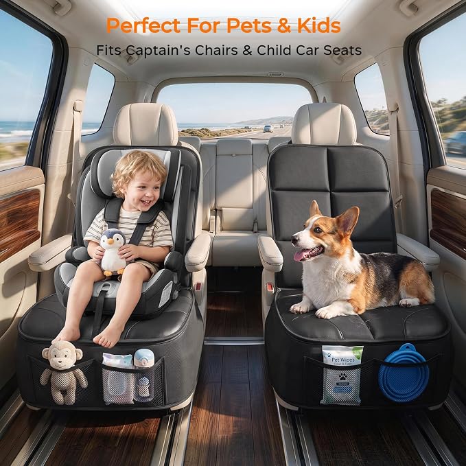 URPOWER Car Seat Protector, 2 Pack Dog Car Seat Cover for Front Seat | Waterproof, Full Coverage, Scratch Resistant, Thick Foam Padding, Child Car Seat Compatible, Also Fits Captain's Chairs - Image 3