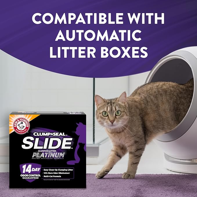 ARM & HAMMER Slide Platinum Easy Clean-Up Clumping Cat Litter, 27.5 Lbs | 24/7 Odor Control, Triple-Action Freshness, Non-Stick, Low Tracking, Multi-Cat Formula, Scented - Image 4