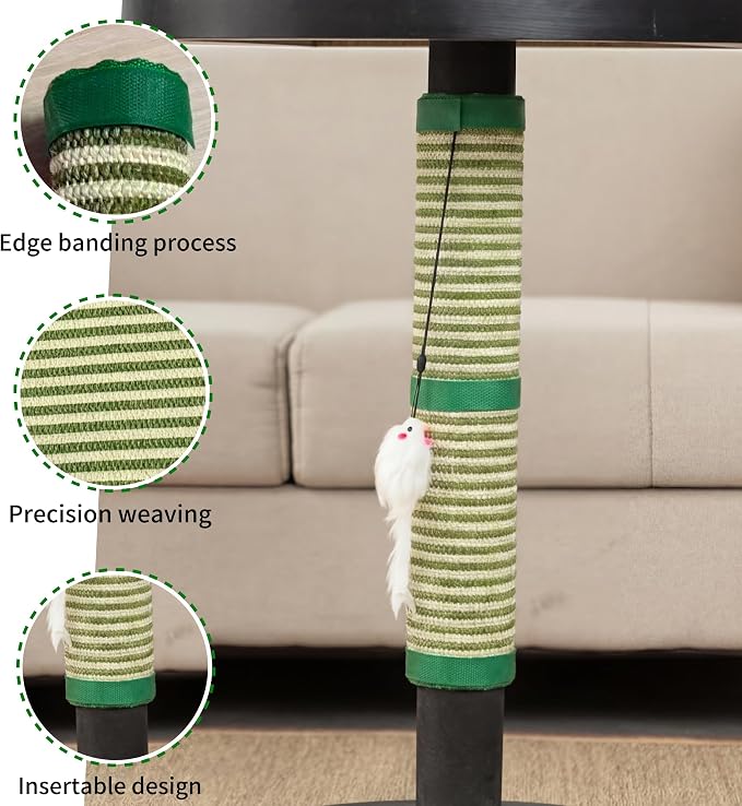 JanYoo 2 Pieces Cat Scratcher Mat for Table Leg Sisal Cat Scratching Pad Scratch Mat for Cat Scratch Pad Rug 19.69 × 9.84 in(Green Stripe) - Image 3