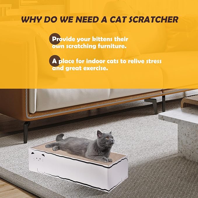 Smartbean Cat Scratcher, 17.3"L x 7.9"W x 4.7"H, Reversible Design for Double Service Life - Image 6