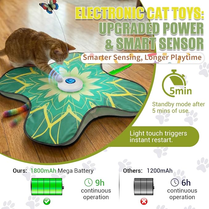 Interactive Cat Toys For Indoor Cats, Rechargeable Touch Automatic Cat Toy | Dual Wands Design, Sound On/Off Control, Non-Slip Suction Cups, Electronic Hide And Seek For Bored Kittens & Adult Cats - Image 5