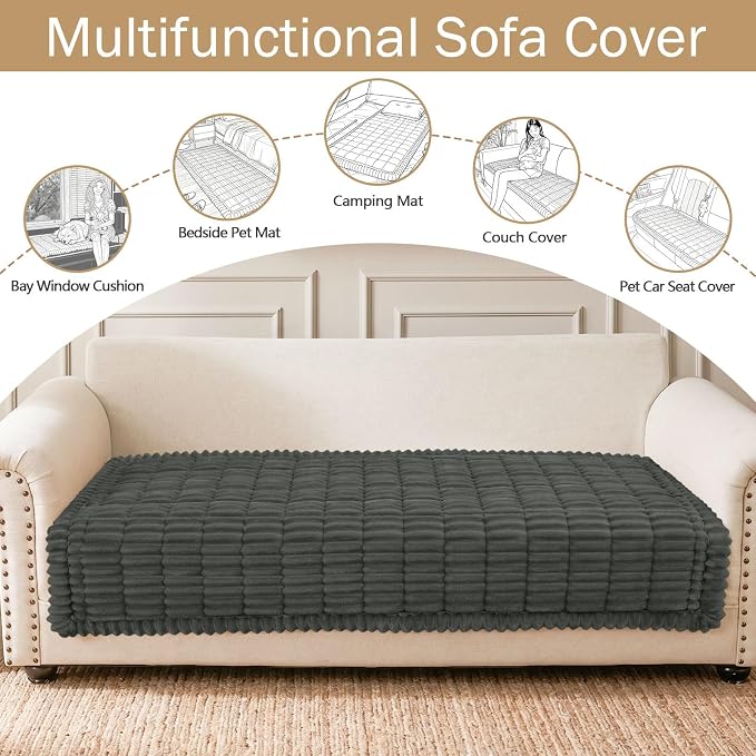 hyha Couch Cover for Dogs, Washable Non Slip Plush Flannel Sofa Protector | Thick Flannel, Anti-Slip Backing, Pet Hair & Scratch Protection, Fits Sofa & Loveseat (35.4" x 82.7") - Image 3