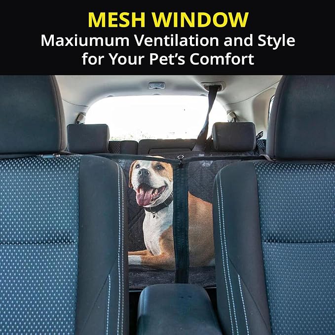 Meadowlark Dog Car Seat Cover, Heavy Duty Hammock, Standard, Black Mesh - Image 3