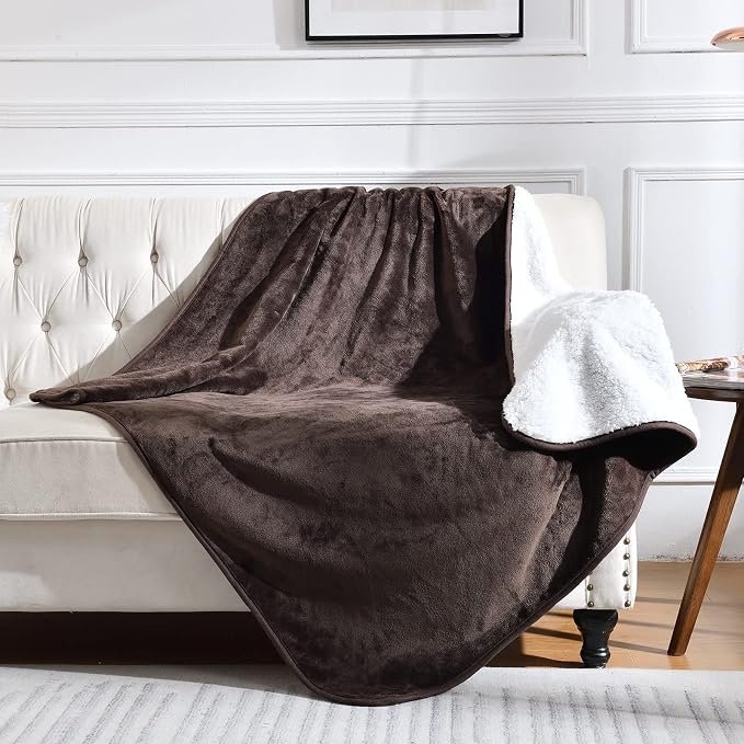 Soft Waterproof Blanket for Bed Couch Sofa, Brown, 60x80 inches | Liquid Pee Proof Pet Blanket for Dog Puppy Cat, Reversible Sherpa Fleece Blanket for Couch Cover, Furniture Protector by Yaning
