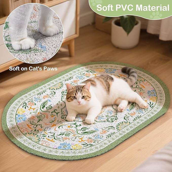 Bienbee Cat Litter Mat, 24" x 15" Dense Trapping Mesh for Litter Boxes | Litter Box Mat with PVC Mesh, Waterproof &Urineproof, Non-Slip Grip, Soft On Kitty Paws and Easy to Clean to Protect Floor - Image 5