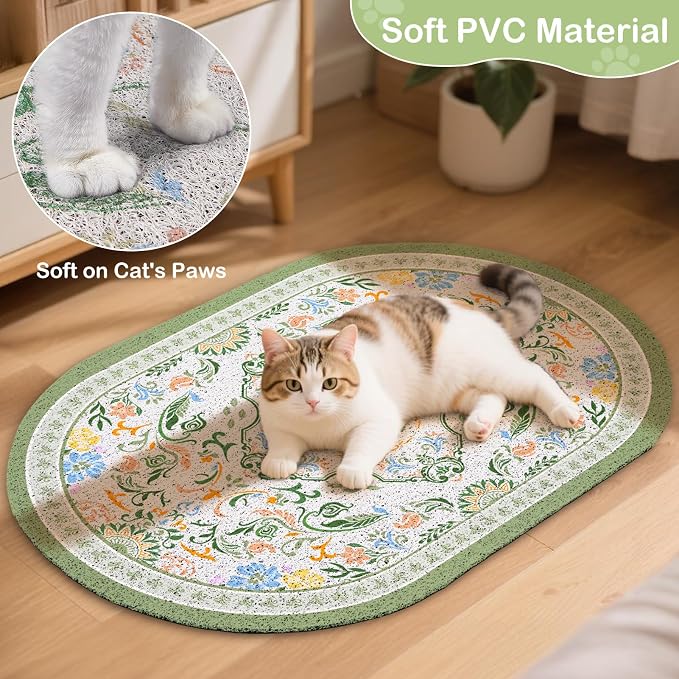 Bienbee Cat Litter Mat, 33" x 22" Dense Trapping Mesh for Litter Boxes | Litter Box Mat with PVC Mesh, Waterproof &Urineproof, Non-Slip Grip, Soft On Kitty Paws and Easy to Clean to Protect Floor - Image 5