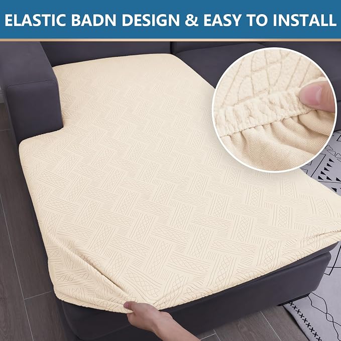 hyha Individual Couch Cushion Covers, Sofa Seat Cushion Covers Washable | Stretch Dog Couch Cover, Elastic Bottom, Anti-Slip Protector, Ideal For Pets & Kids, Durable Sofa Slipcover, Chaise - Image 5