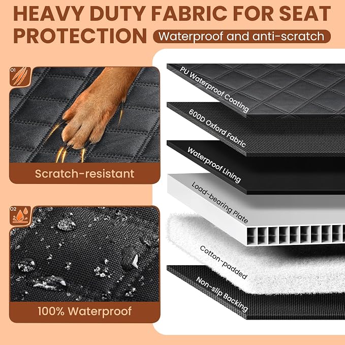 A-Pce Dog Car Seat Cover for Back Seat, Waterproof Hammock for Car & SUV | Easy to Clean, for Travel and Daily Use, Non-Slip, Back Seat Pet Cover for Dogs - Supports 400lbs - Image 5