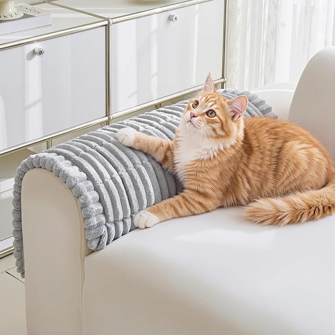 MYSKY HOME Chair Covers, Non-Slip Couch Cover, Light Grey, 27.6" x 27.6" | Recliner Chair Covers, Soft & Thick Chair Arm Covers Protector, Couch Cushion Covers, Dog Couch Covers, Sofa Covers Washable by MYSKYHOME