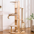 Solid Wood Cat Tree Tower with Scratching Post, 64 Inches Tall Cat Towers with Scratching Board, Modern Cat Tower with Space Capsule and Removable Top Bed for Indoor Cats by HITTITE