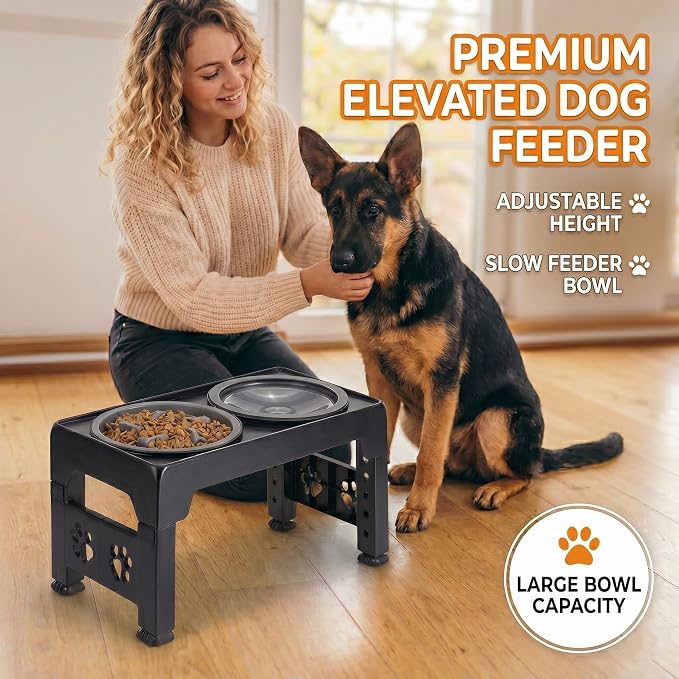 LALOBLUE Collapsible Dog Bowls Raised Elevated Adjust Stand | Elevated Dog Bowls, Dog Bowls Raised, Dog Bowls Elevated,5 Heights Adjustable Elevated Raised Dog Bowls Stand - Image 3