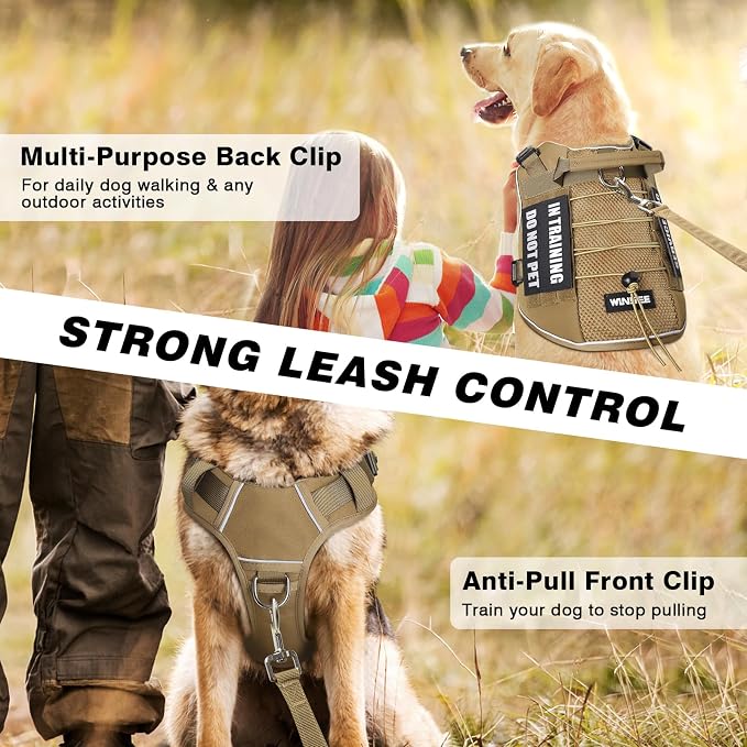 WINSEE Service Dog in Training Mesh Harness with 10 Removale Pet Patches | Breathable material, adjustable straps, reflective trim, lightweight but durable, great for training, walks, and outings - Image 3
