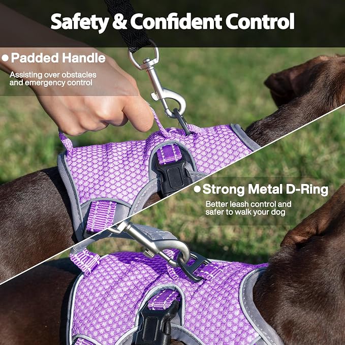 Escape Proof Dog Harness, Dachshund Harness, Reflective Dog Harness with Handle, Durable,Adjustable Vest for Small Medium Large Dogs Walking, Training, and Running Gear (Lavender Purple,S) - Image 4