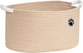 Optish 25L Medium Dog Toy Basket, Woven Rope Storage Baskets, Camel | 16.5" x 11" x 9" Toy Storage Box and Bin with Handles for Living Room, Bedroom Organization, Durable, Foldable, Home Decor by Optish