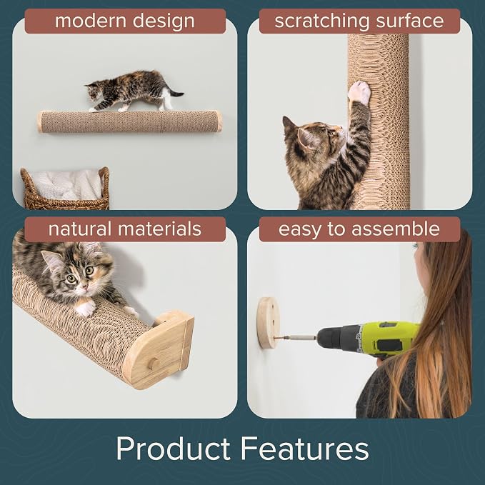 Floating Cat Shelf & Perch – Wall-Mounted Climbing Furniture for Cats - Moonbeam Path | Ascentials by FurHaven - Image 8