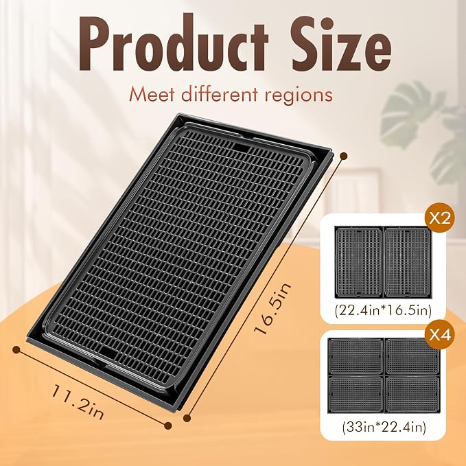 2Pack Cat Litter Box Step, Cat Litter Catcher, Expandable Interlock Litter Mat, Washable Easy Clean, Waterproof & Urine Proof, Black - Image 2