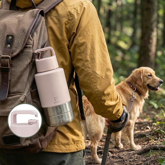 Dog Water Bottle 32oz, Insulated Stainless Steel Travel Water Dispenser with 2 Detachable Dog Bowls for Food and Water, Leak Proof Portable Pet Drinking Cup for Walking Hiking Camping - Image 3
