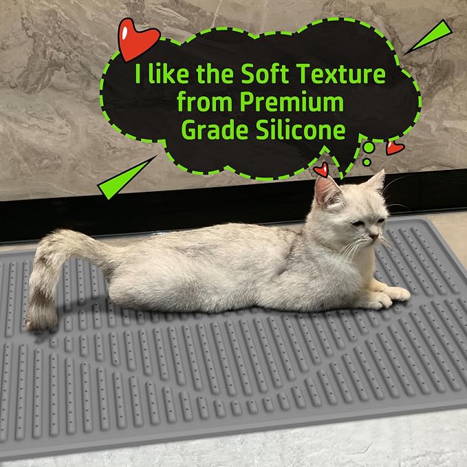Mofason Rubber Cat Litter Mat Litter Box Mat - Grey Silicone Litter Catcher | Waterproof 24"x15" Kitty litter box mat, litter trapping catcher mat; easy clean litter trapping mat small cat litterbox mat - Image 8