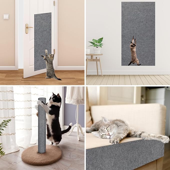 Trimmable Cat Scratcher Mat, 39.4"x15.8" Self-Adhesive Cat Scratching Carpet Pad Replacement for Cat Tree Shelves, Steps and Posts, DIY Cat Scratch Couch Furniture Protector - Image 5