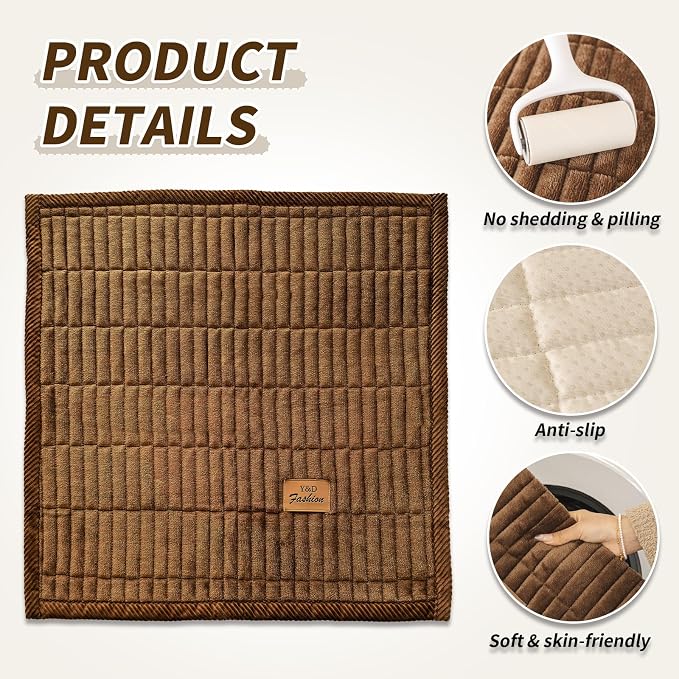 Couch Covers for Dogs, Velvet Dog Couch Cover, Pet Couchs Covers for Backrest & Armrest, Couchs Protector for Dogs, Sofa Cover for Pets Washable(1PC,Dark Brown,27.6"×27.6",Single Seater) - Image 3