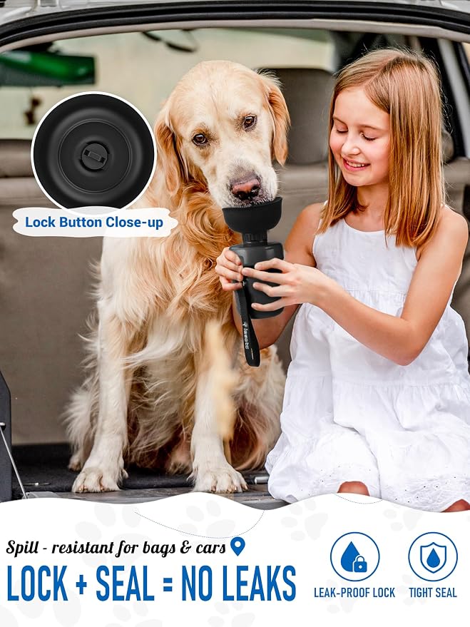 lesotc Dog Water Bottle, Portable Water Dispenser with Travel Water Bowl, Leak Proof Pet Travel Squeeze Bottle, Puppy Essentials Dog Stuff Accessories for Outdoor Walking, Hiking, Camping - Image 4