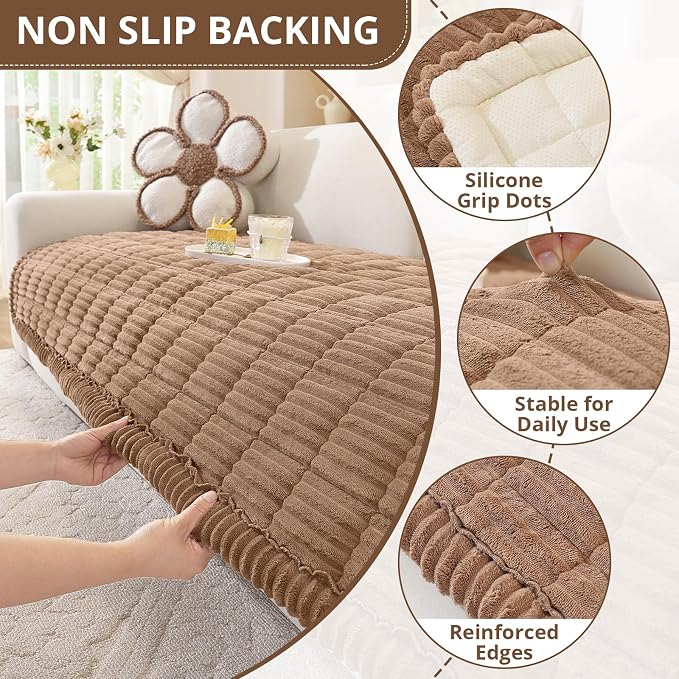 OstepDecor Couch Cover for Dogs, Washable Non Slip Sofa Cover for Pets | Soft Couch Covers for Sofa, Loveseat and Sectional, Furniture Protector Against Pet Hair & Dirt (27.6" x 82.7", Brown) - Image 5