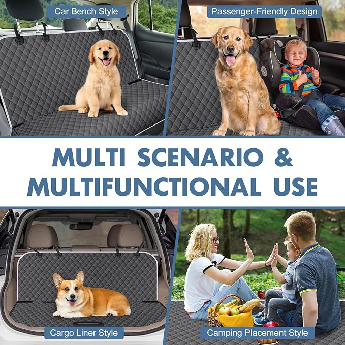 Waterproof Dog Backseat Cover for Cars, Non-Slip Pet Seat Protector, Grey - Image 6