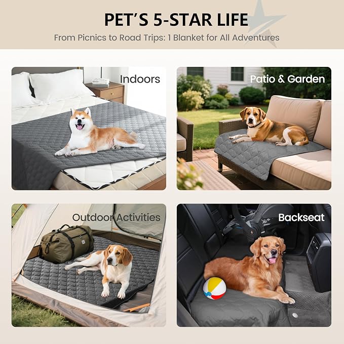 gogobunny 3X Stronger Waterproof Pet Blanket, Scratch Proof Furniture Protector for Dogs Cats, Reversible Cover 68x82 Inch, Dark Grey - Image 3