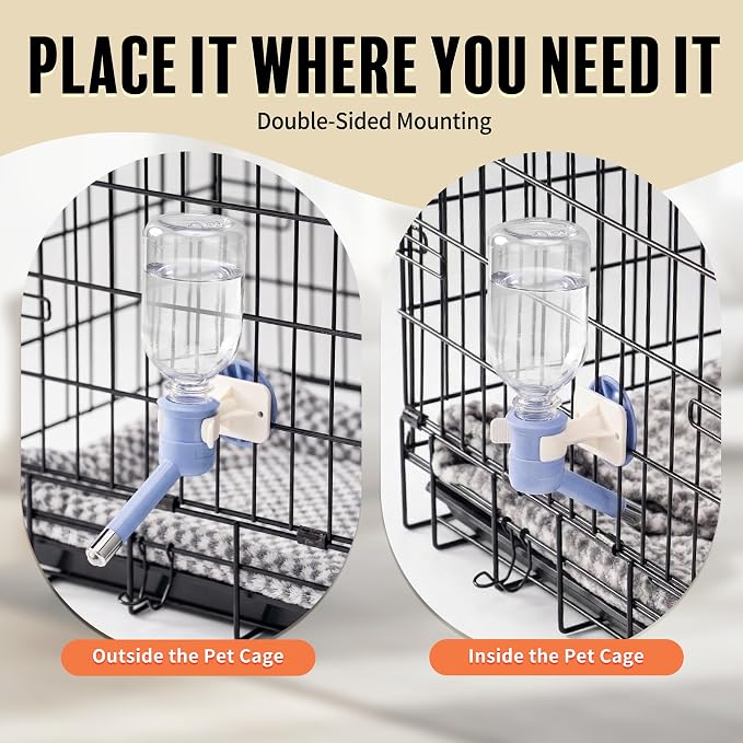 Choco Nose Patented No-Drip Dog Water Bottle/Feeder for Dogs/Cats and Other Small-Medium Sized Animals - for Cages, Crates or Wall Mount. 10.2 Oz. Mess Free Leak-Proof Nozzle 16mm, Blue (C590) - Image 7