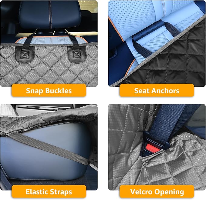 PETICON Waterproof Scratchproof Pet Bench Seat Covers for Cars, SUVs | Nonslip Durable Back Seat Cover for Dogs, 600D Oxford Fabric, Side Flaps, Full Bench, Easy Install, Machine Washable - Image 5